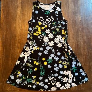 LOFT outlet Black floral cotton sundress NWT size XS